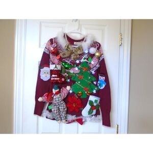 Ugly Christmas Sweater Parties size Small Lights up ugly Xmas sweater NEW